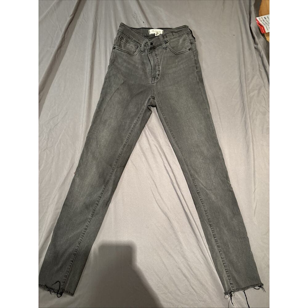 Madewell 9-Inch High-Rise Skinny Jeans Gray Raw Hem size 26
